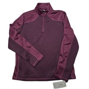 PGA‎ TOUR Thermal 1/4 Zip Golf Pullover Mens Small Burgundy Stretch Warm $85 NEW